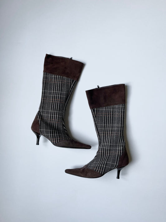 Vintage tweed boots