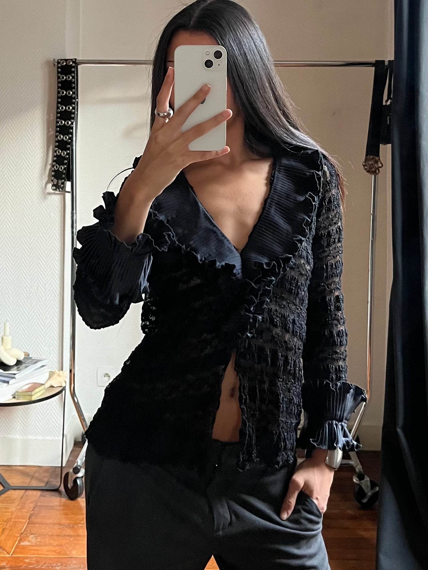 Vintage black lace blouse