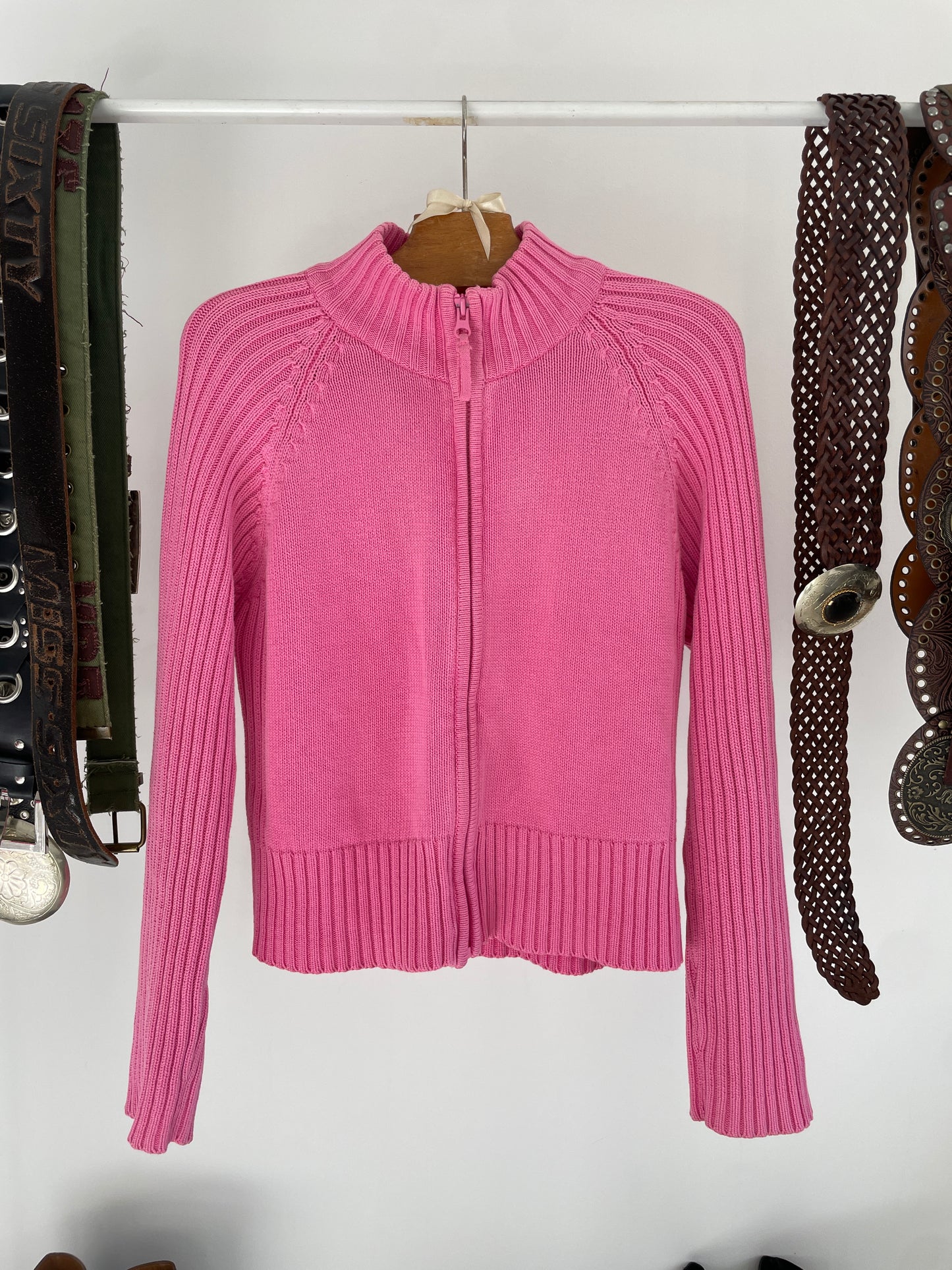 Vintage y2k pink zip up cardigan