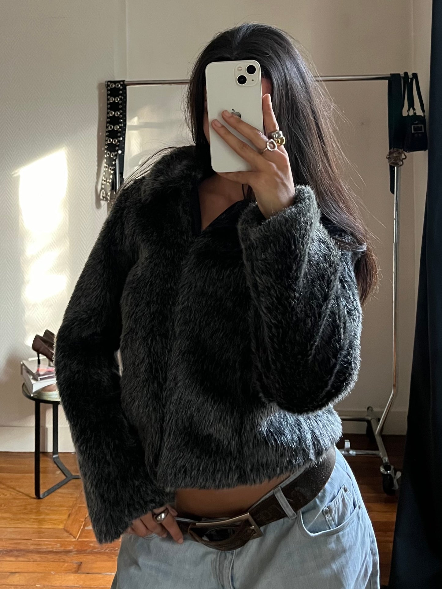 Vintage faux fur zip jacket