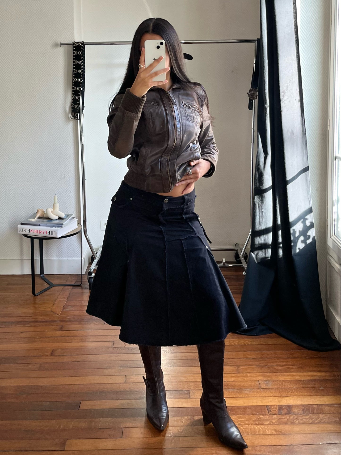 Vintage denim black skirt