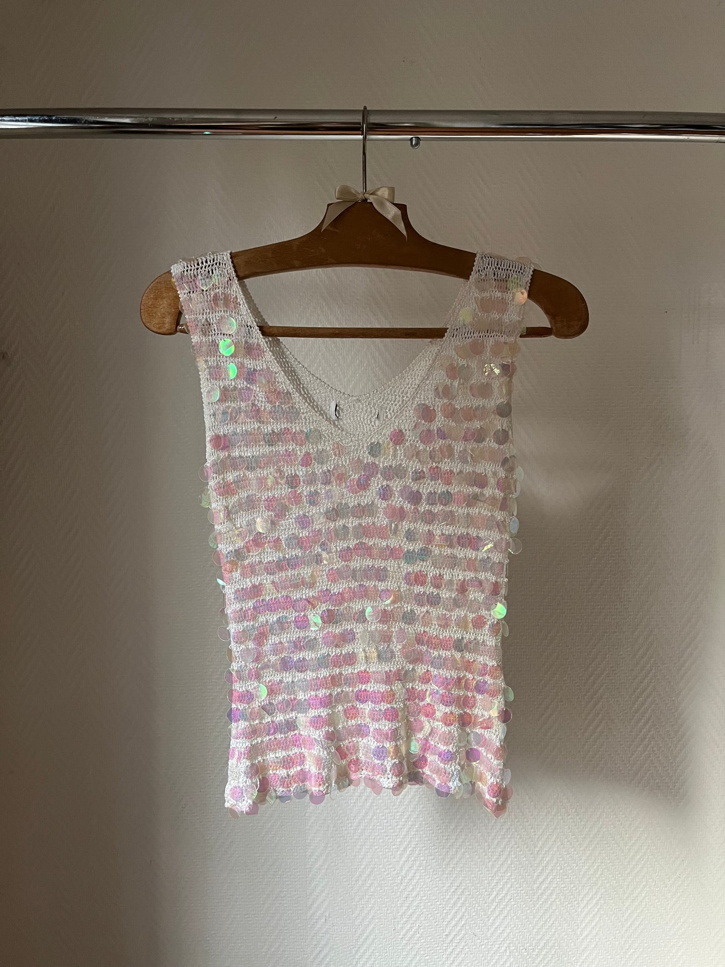 Vintage pearly sequins top