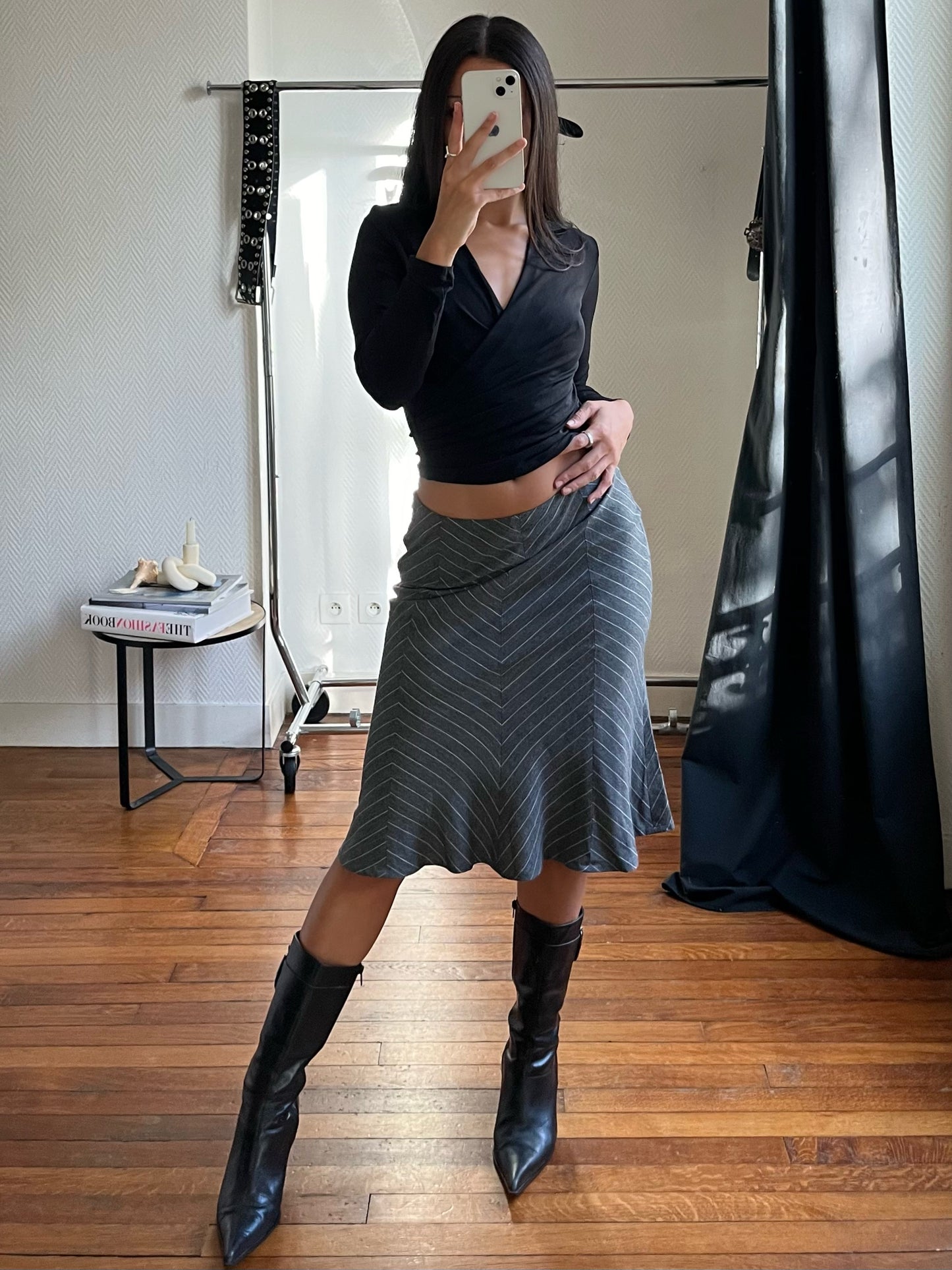 Vintage office striped grey skirt