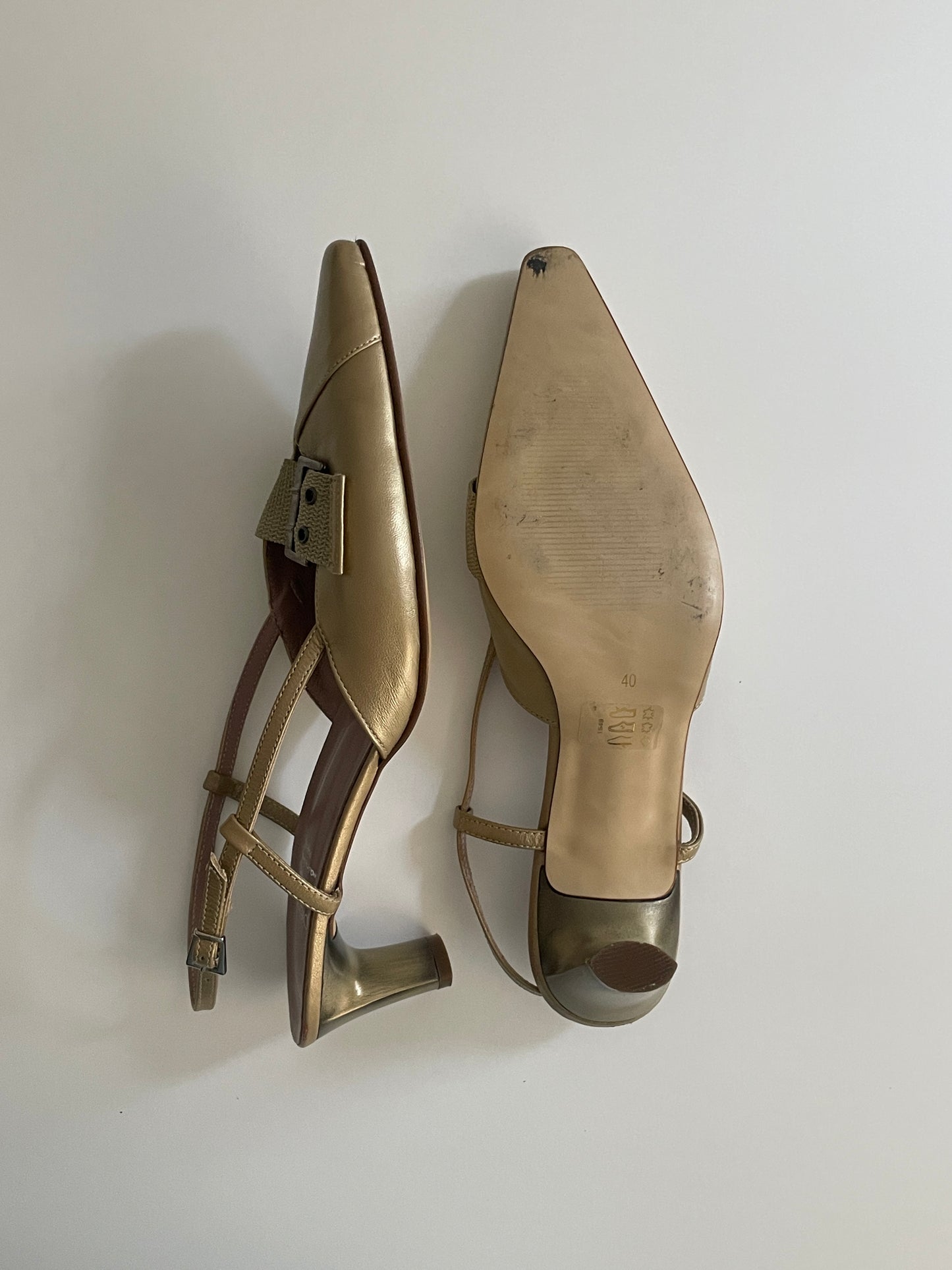 Vintage y2k gold mules