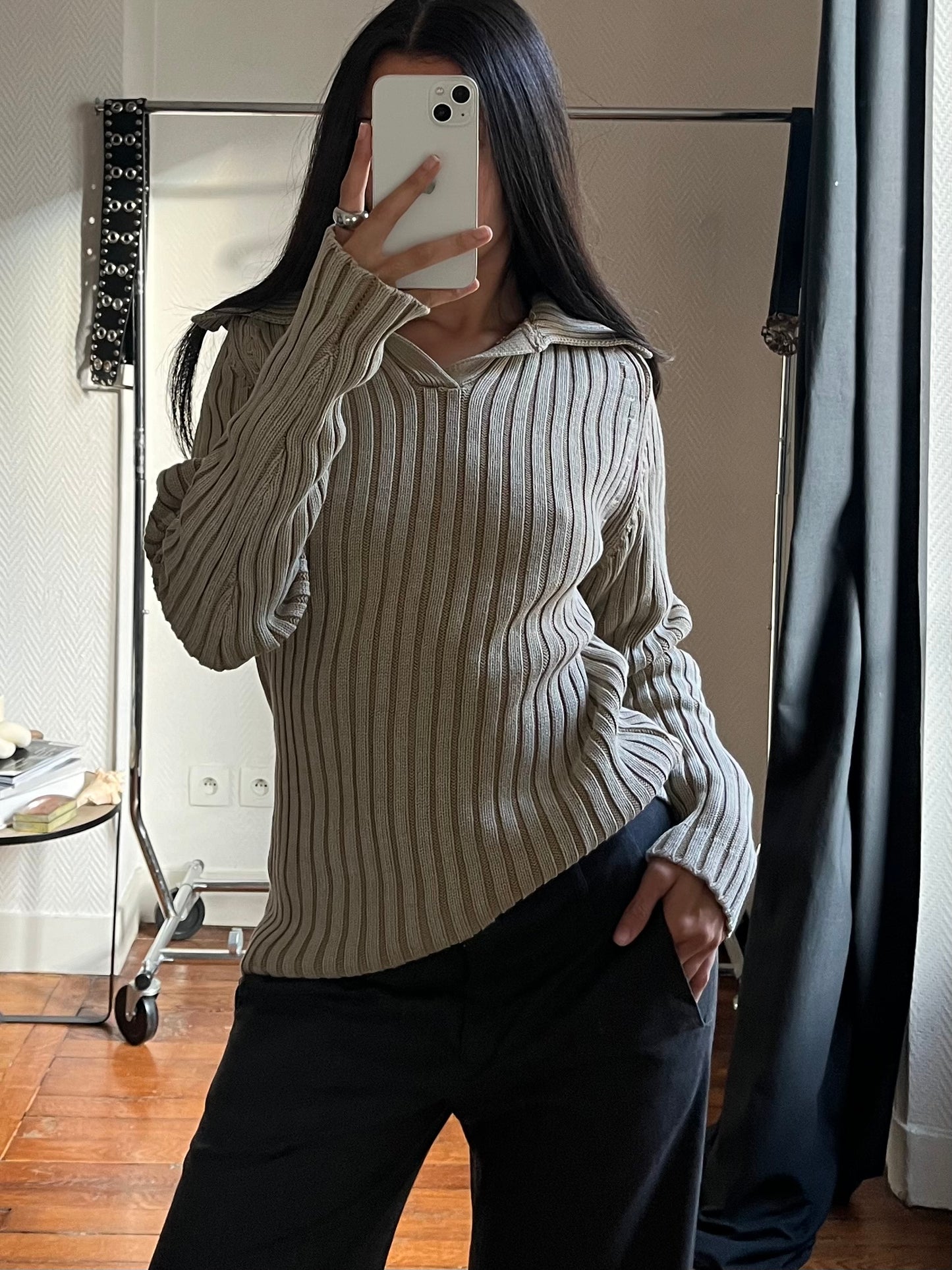 Vintage rib knitted pull over