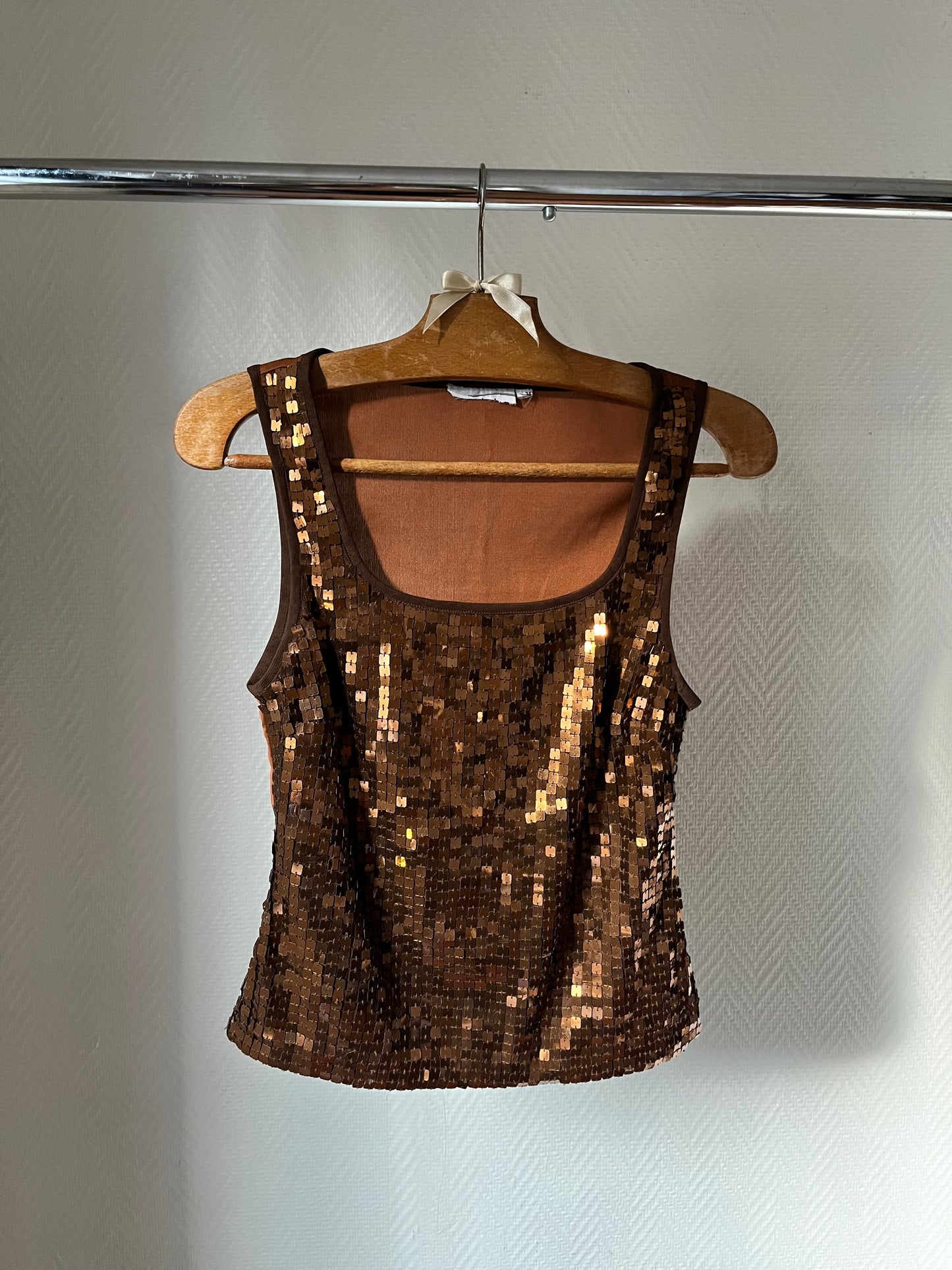 Vintage brown sequins party top