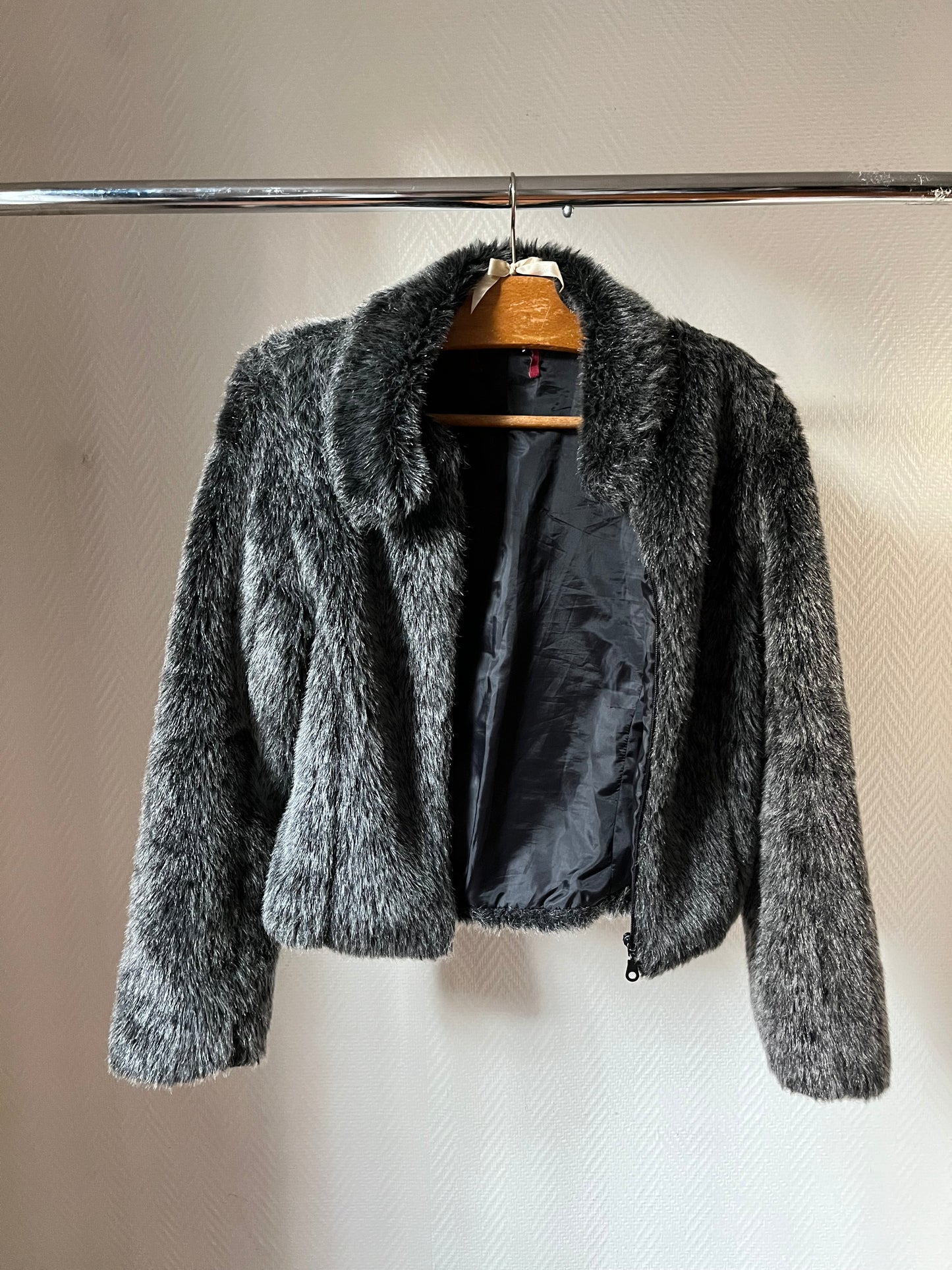 Vintage faux fur zip jacket