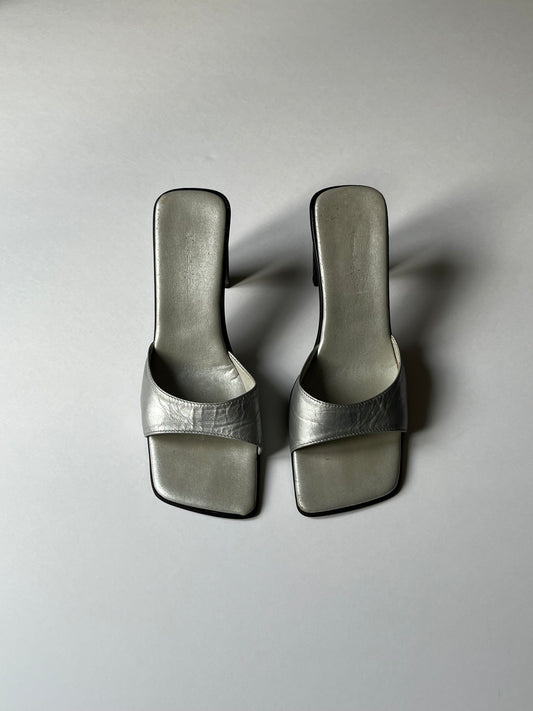 Vintage silver mules